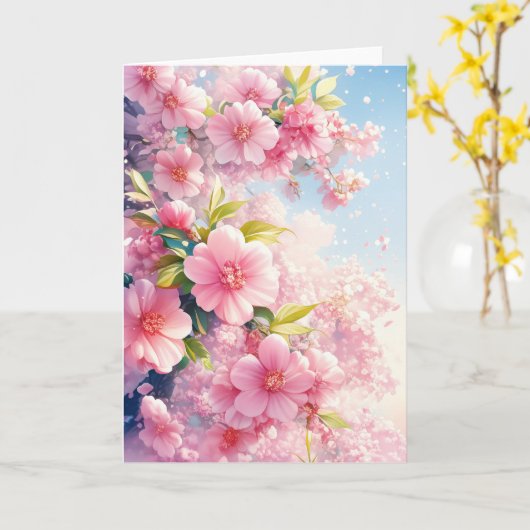Cherry Blossom Whispers of Spring Karte (Gelbe Blume)