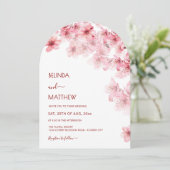  Cherry Blossom White Arched Wedding Einladung (Stehend Vorderseite)