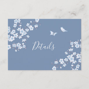 Cherry Blossom White Dusty Blue Wedding Details Begleitkarte