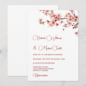 Cherry Blossom White Wedding Einladung (Vorne/Hinten)