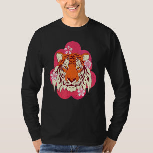 Cherry Blossom Wild Animal Sakura Asian Cat Tiger T-Shirt