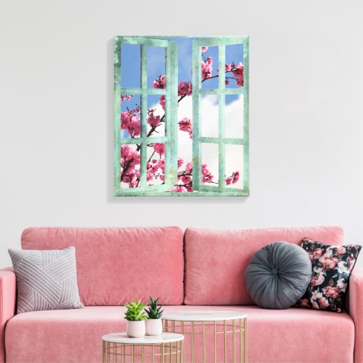 Cherry Blossom Window Scene Leinwanddruck (Insitu (Wohnzimmer))