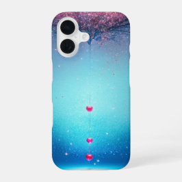 Cherry Blossom Wish Heart Drop Phone Case iPhone 16 Hülle