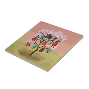 Cherry Blossom with orient paper lanterns Fliese