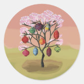 Cherry Blossom with orient paper lanterns Runder Aufkleber (Vorderseite)