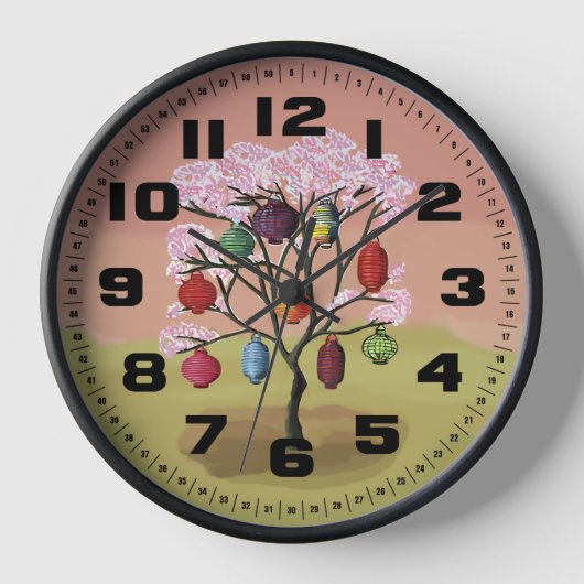 Cherry Blossom with orient paper lanterns Uhr (Vorderseite)
