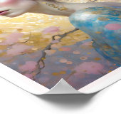 Cherry Blossom Woman Art Deco Circles Pink Gold Poster (Ecke)