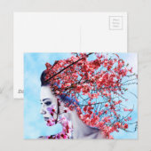 Cherry Blossom Woman Postkarte (Vorne/Hinten)