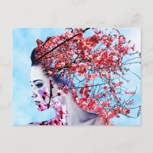 Cherry Blossom Woman Postkarte (Vorderseite)
