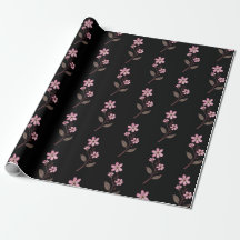 Cherry Blossom Wrapping Paper - Schwarzes Muster