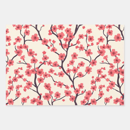 Cherry Blossom Wrapping Paper (Set 3) Geschenkpapier Set (Vorderseite)