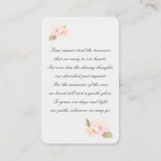 Cherry Blossom Wreath Beileid Gedenkkarte Visitenkarte (Rückseite)