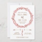 Cherry Blossom Wreath Boho Rustic Wedding Einladung (Vorderseite)