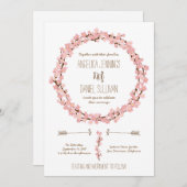 Cherry Blossom Wreath Boho Rustic Wedding Einladung (Vorne/Hinten)