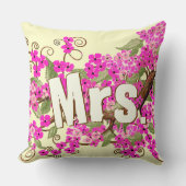 Cherry Blossom Yellow Pink Mrs. Bride's Kissen (Vorderseite)