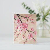 Cherry Blossom Zweigstellen - Elegante Rosa Sakura Postkarte (Stehend Vorderseite)