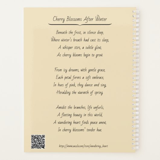 Cherry Blossoms 8,5 x 11" Planer (Rückseite)