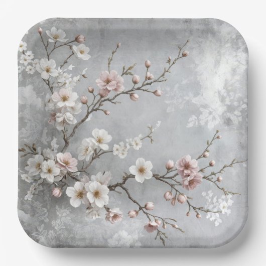 Cherry Blossoms Abstrakt Pappteller (Vorderseite)