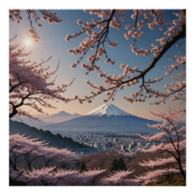 cherry blossoms and Mount Fuji