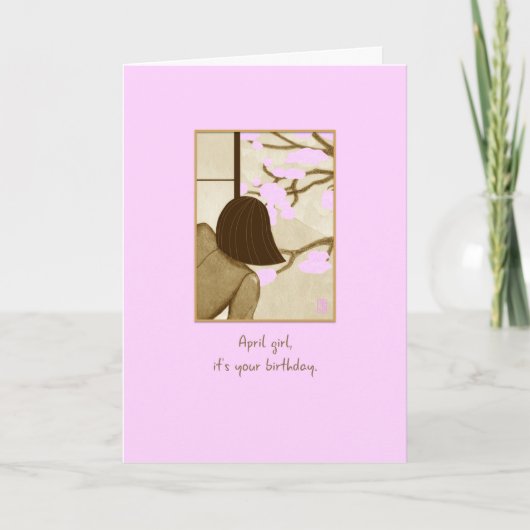 Cherry Blossoms April Girl Geburtstagskarte Karte (Vorderseite)