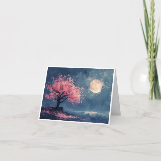 Cherry Blossoms at Nightfall Note Cards Dankeskarte (Vorderseite)