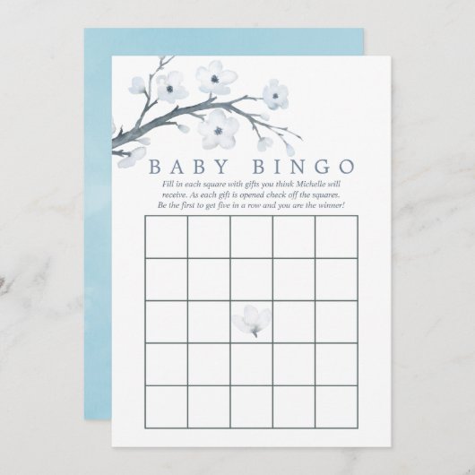 Cherry Blossoms Baby Dusche Bingo Einladung (Vorne/Hinten)