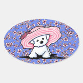 Cherry Blossoms Bichon Ovaler Aufkleber (Vorderseite)