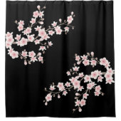 Cherry Blossoms BLUSH Pink Black Duschvorhang (Vorderseite)