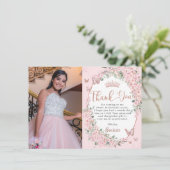 Cherry Blossoms Blütenschmetterlinge 16 . Geburtst Dankeskarte (Stehend Vorderseite)