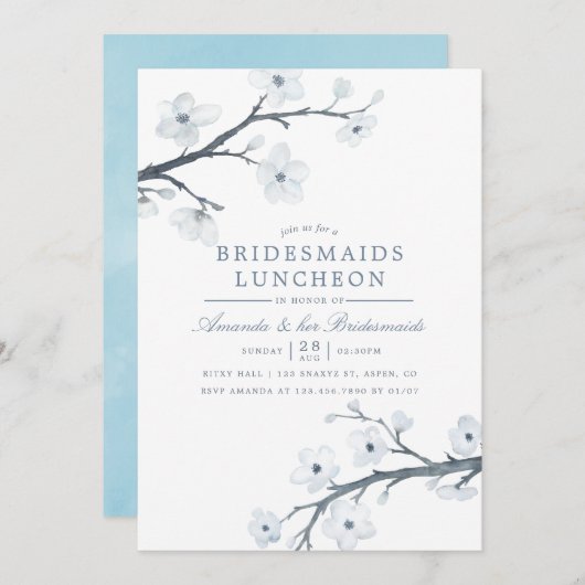 Cherry Blossoms Bridesmaids Luncheon Einladung (Vorne/Hinten)