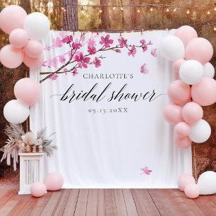 Cherry Blossoms Butterfly Pink Brautparty Wandteppich