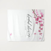 Cherry Blossoms Butterfly Pink Brautparty Wandteppich (Vorderseite (Horizontal))
