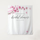 Cherry Blossoms Butterfly Pink Brautparty Wandteppich (Vorderseite)