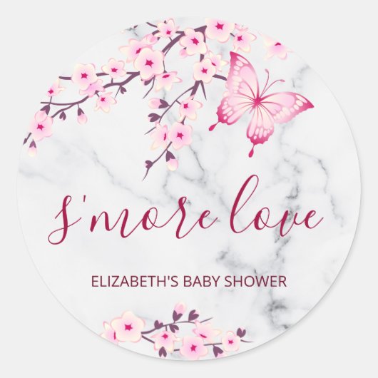 Cherry Blossoms Butterfly S'more Liebe Runder Aufkleber (Vorderseite)