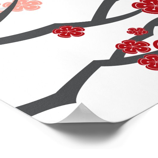 Cherry Blossoms Chinese Wedbook Poster (Ecke)