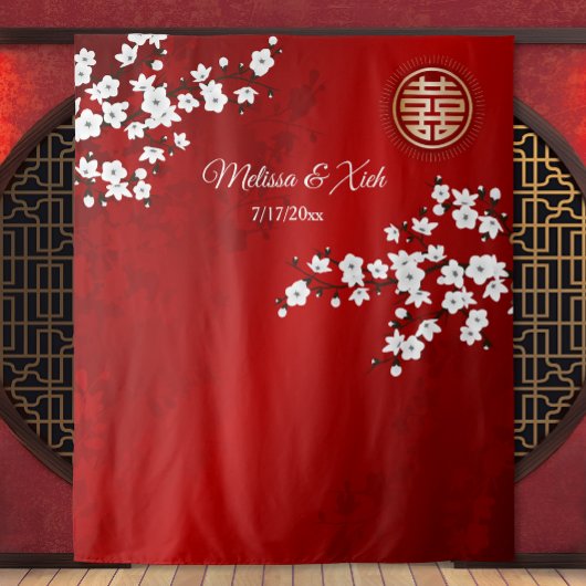 Cherry Blossoms Chinesischer Hochzeitstag Wandteppich