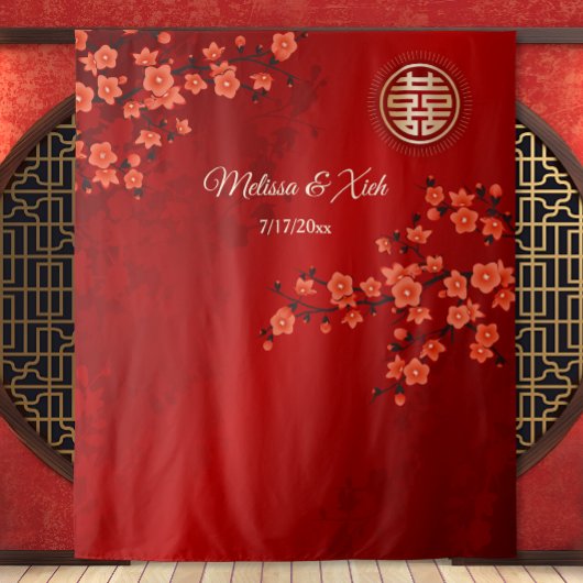 Cherry Blossoms Chinesischer Hochzeitstag Wandteppich
