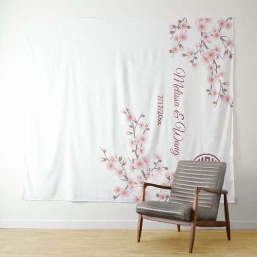 Cherry Blossoms Chinesischer Hochzeitstag Wandteppich (Beispiel (Horizontal))
