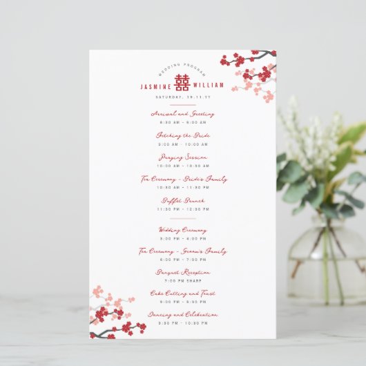 Cherry Blossoms Double Xi Chinesisches Hochzeitspr (Stehend Vorderseite)