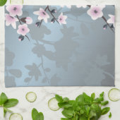 Cherry Blossoms Dusky Pink Blau Blume Handtuch (Gefaltet)