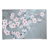 Cherry Blossoms Dusky Pink Grayish Blue Floral Kissenbezug (Vorderseite-Rechts)