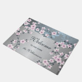 Cherry Blossoms Dusky Pink Willkommen Fußmatte (Schrägansicht)