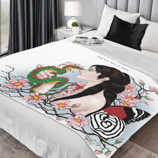 Cherry Blossoms Fairy Dragon Friendship Fleecedecke