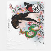 Cherry Blossoms Fairy Dragon Friendship Fleecedecke (Vorderseite)