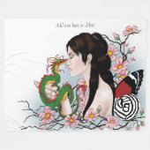 Cherry Blossoms Fairy Dragon Friendship Fleecedecke (Vorderseite (Horizontal))