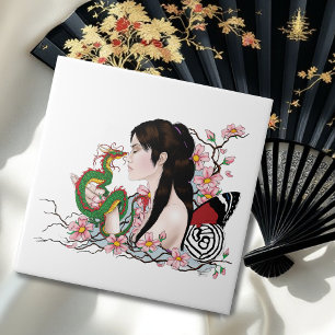 Cherry Blossoms Fairy Dragon Friendship Fliese