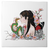 Cherry Blossoms Fairy Dragon Friendship Fliese (Vorderseite)
