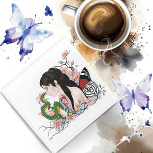 Cherry Blossoms Fairy Dragon Friendship Glasuntersetzer