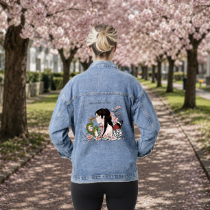 Cherry Blossoms Fairy Dragon Friendship Jeansjacke