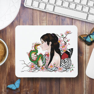 Cherry Blossoms Fairy Dragon Friendship Mousepad